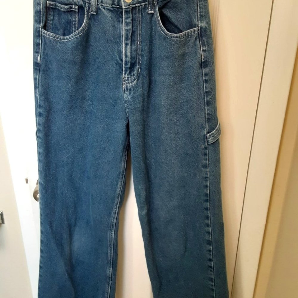 Organic Blue Wide Leg Cargo Jeans - Size 7